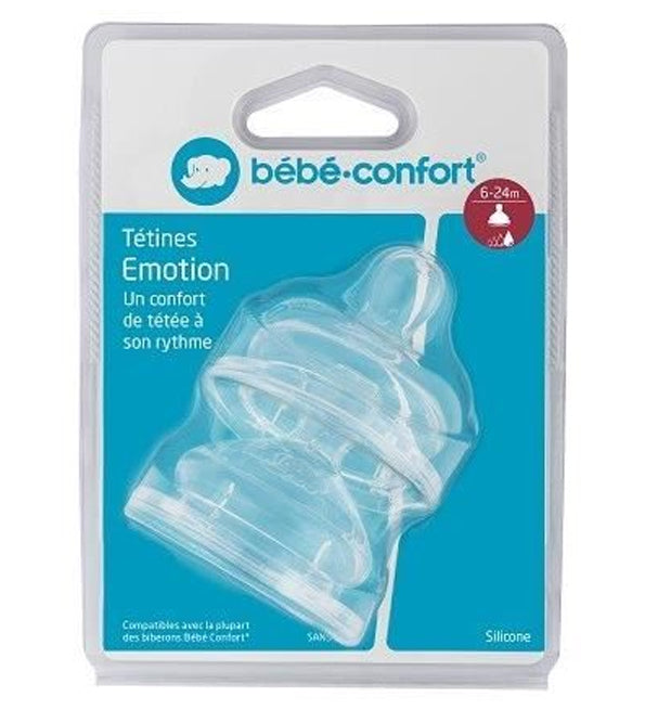 Bebe Confort - Tétines Emotion Col large T3 (x2) - 3 vitesses (6-24M +)