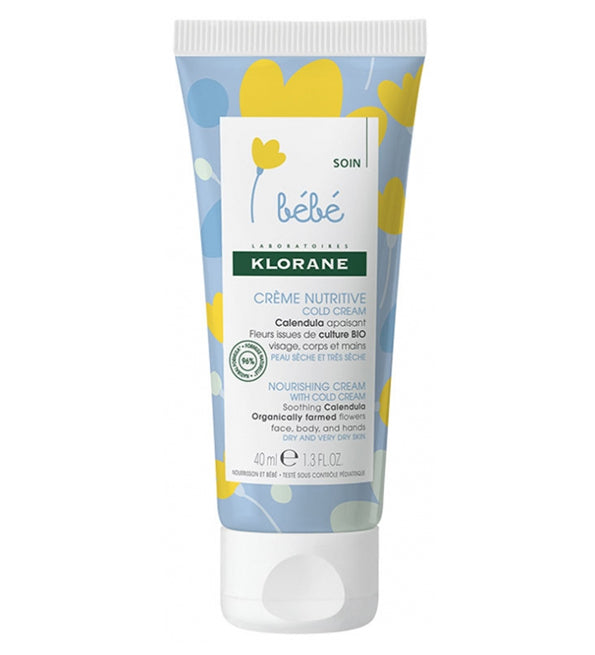 Klorane - Crème nutritive au Cold Cream et Calendula - Bébé - Peau sèche et très sèche 40 ml