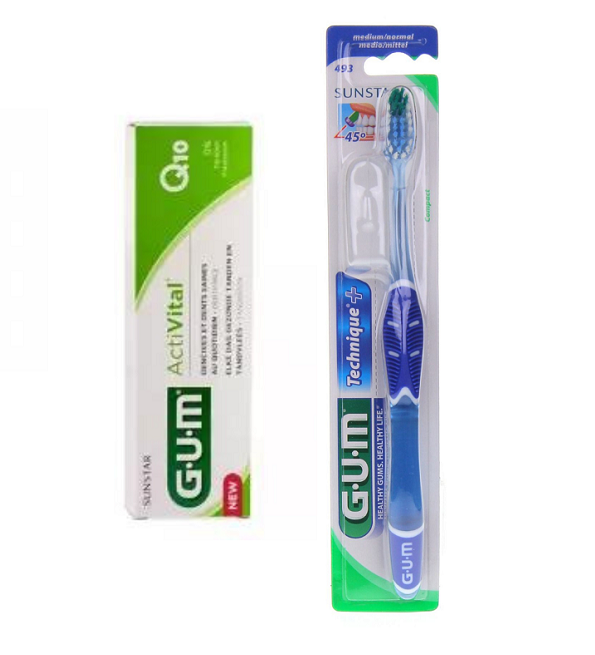 Gum Dentifrice activital 75ml+Brosse a dent technique Medium pack