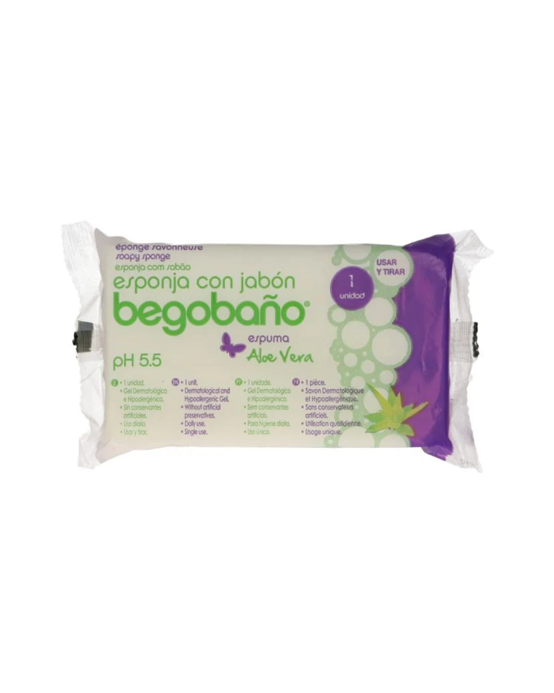 Begobano Eponge Savonneuse Aloe Vera 7.5 x 13 cm