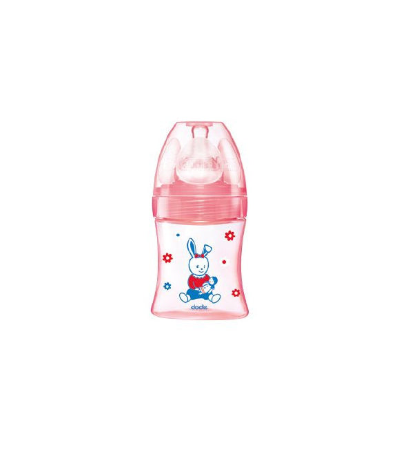 Dodie Biberon anti colique 0-6m D1 150ml Rose poupee
