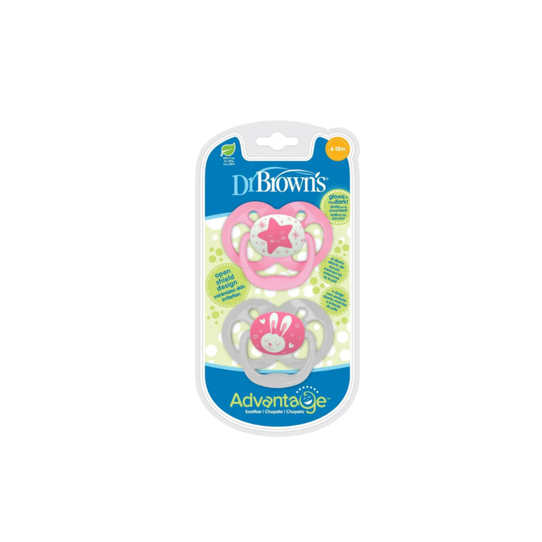 Dr Brown's 2 Sucette Advantage Rose 6-18m