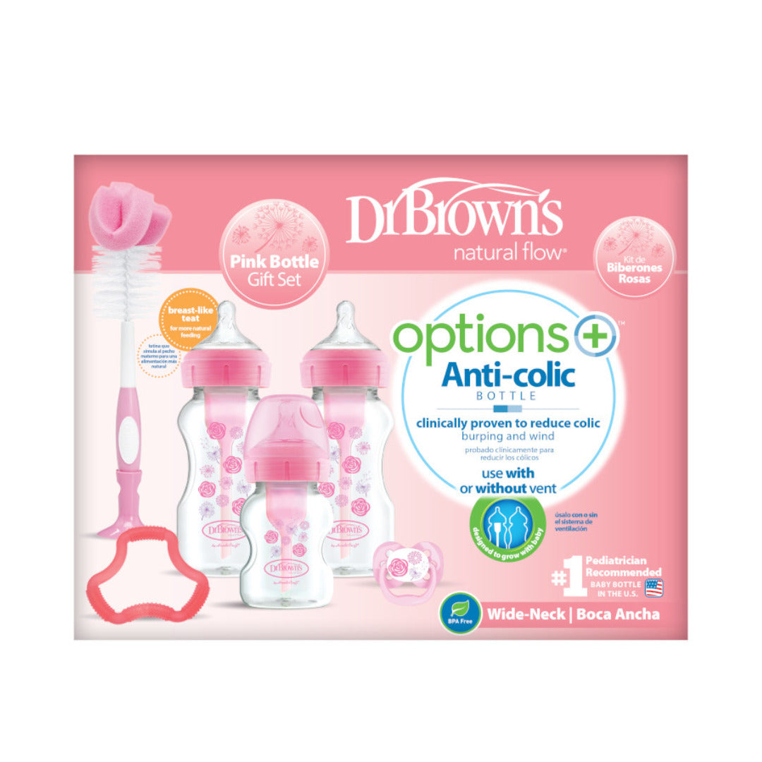 Dr Brown's Biberon + Sucette + Anneau + Goupillon WB03602-ESX Rose