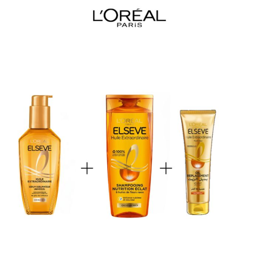 L'Oreal Paris Elseve Routine Ex Oil Huile 100ml+Shampooing 200ml+Oil Replacement 125ml