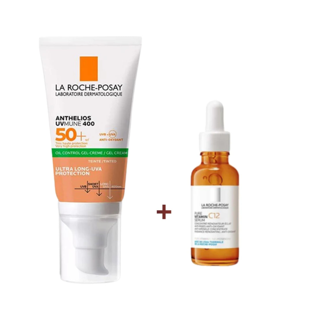 La Roche-Posay Anthelios Creme Matifiante Teinte Spf50+50ml+Pure Vitamine C12 Format Voyage Pack