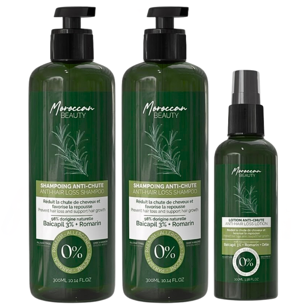 Moroccan Beauty Deux Shampoing Anti-Chute 300ml+Lotion 100ml Pack Famille