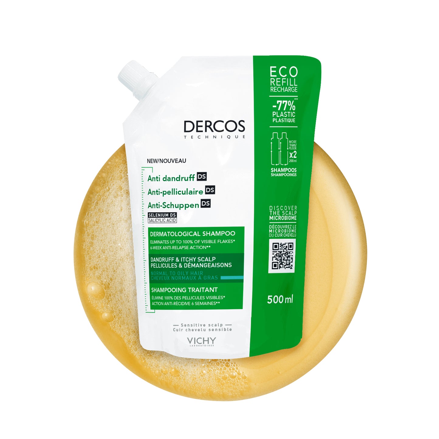 DERCOS TECHNIQUE ECO-RECHARGE SHAMPOOING ANTIPELLICULAIRE DS - CHEVEUX NORMAUX A GRAS