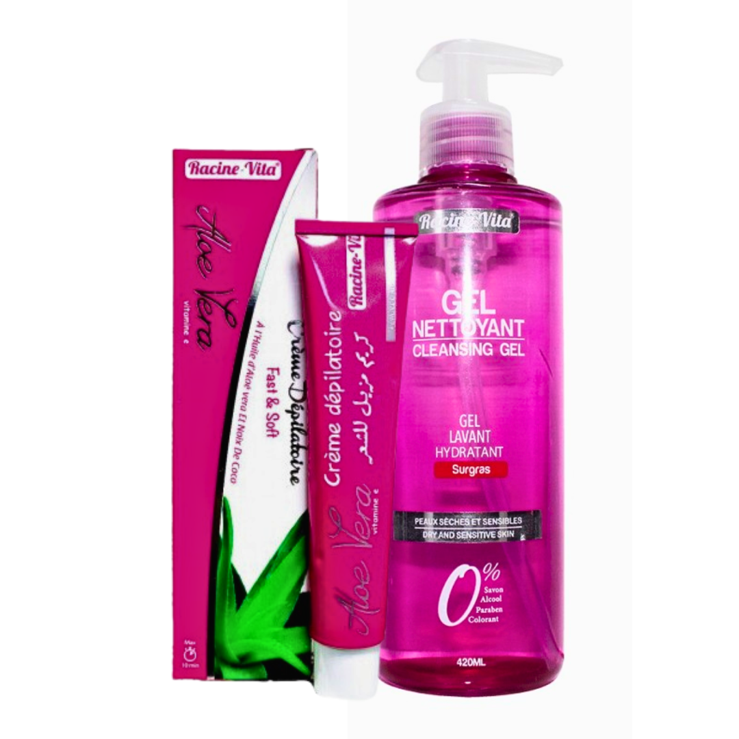 Racine vita Gel nettoyant Peau grasse + Creme depilatoire Pack