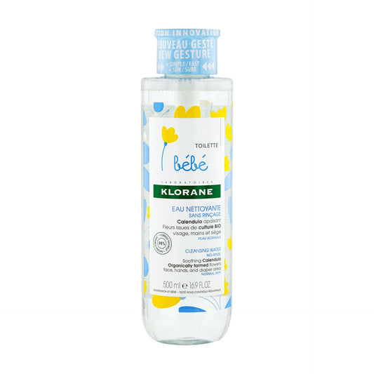 Klorane - Eau nettoyante sans rinçage au Calendula apaisant - Bébé - Peau normale 500 ml