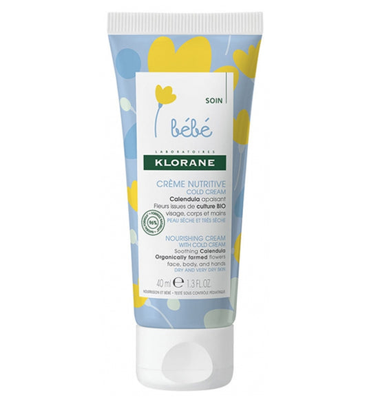 Klorane - Crème nutritive au Cold Cream et Calendula - Bébé - Peau sèche et très sèche 40 ml