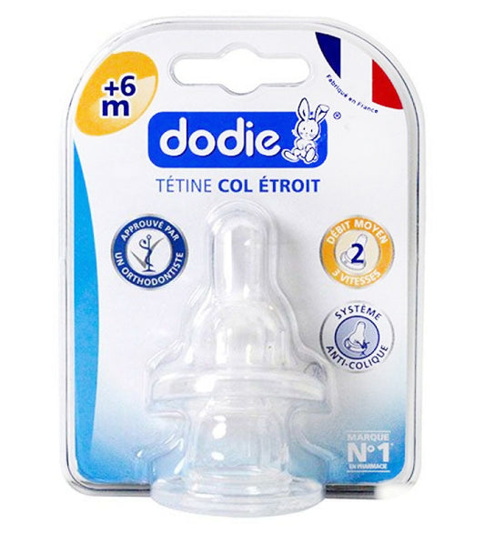 Dodie - Tétines col étroit (6M +) 3 vitesses Débit 2 (X2)