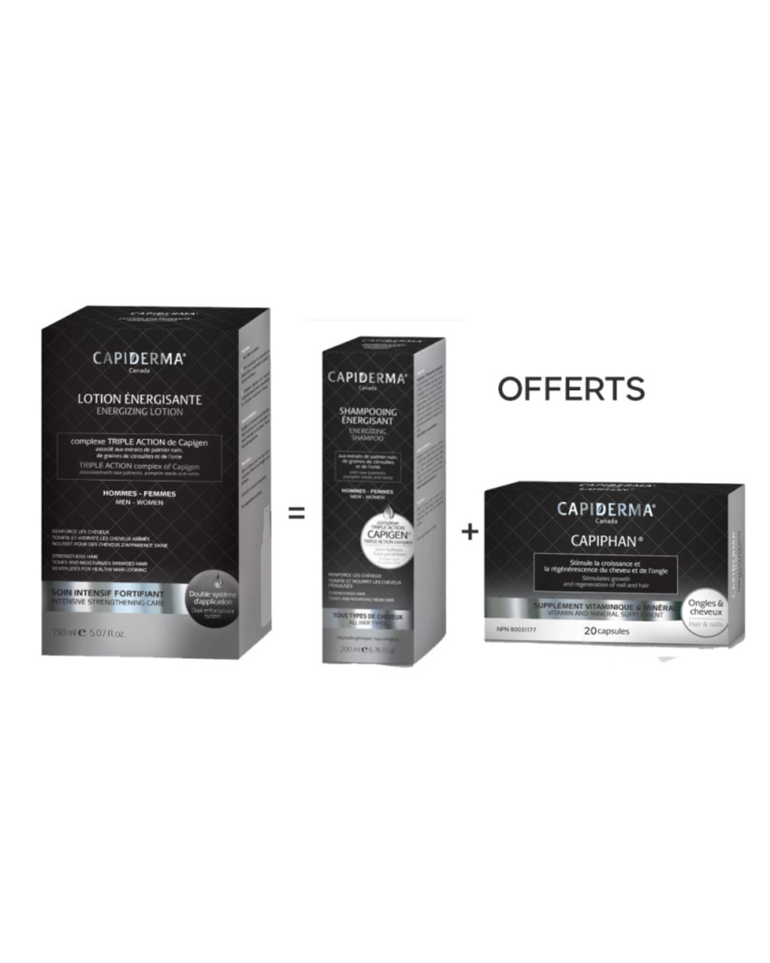 Capiderma Lotion 150ml + Shampoing 75ml + Capiphan 20 Capsule Pack