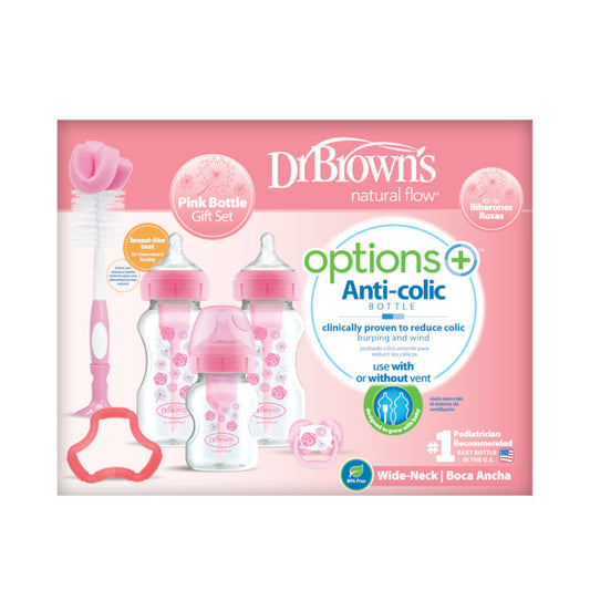 Dr Brown's Biberon + Sucette + Anneau + Goupillon  WB03602-ESX Rose
