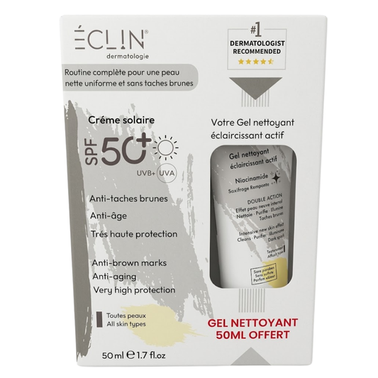 Eclin Ecran Solaire Anti-Tache 50ml+Gel Nettoyant 50ml Pack