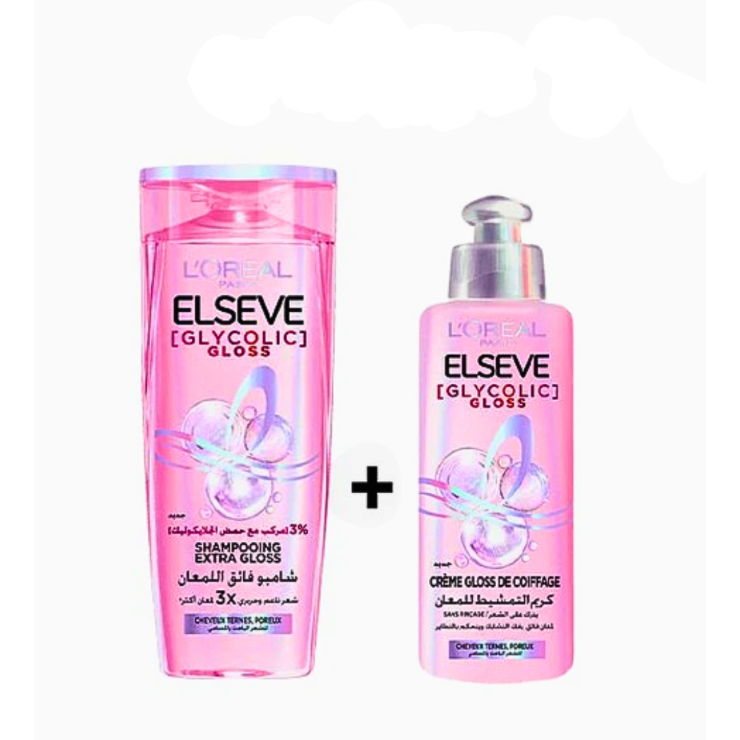 L'Oreal Paris Elseve Glycolic Gloss Pack Creme De Coiffage 200ml + Shampoing 200ml