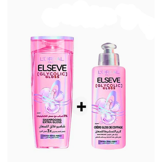L'Oreal Paris Elseve Glycolic Gloss Pack Creme De Coiffage 200ml + Shampoing 200ml