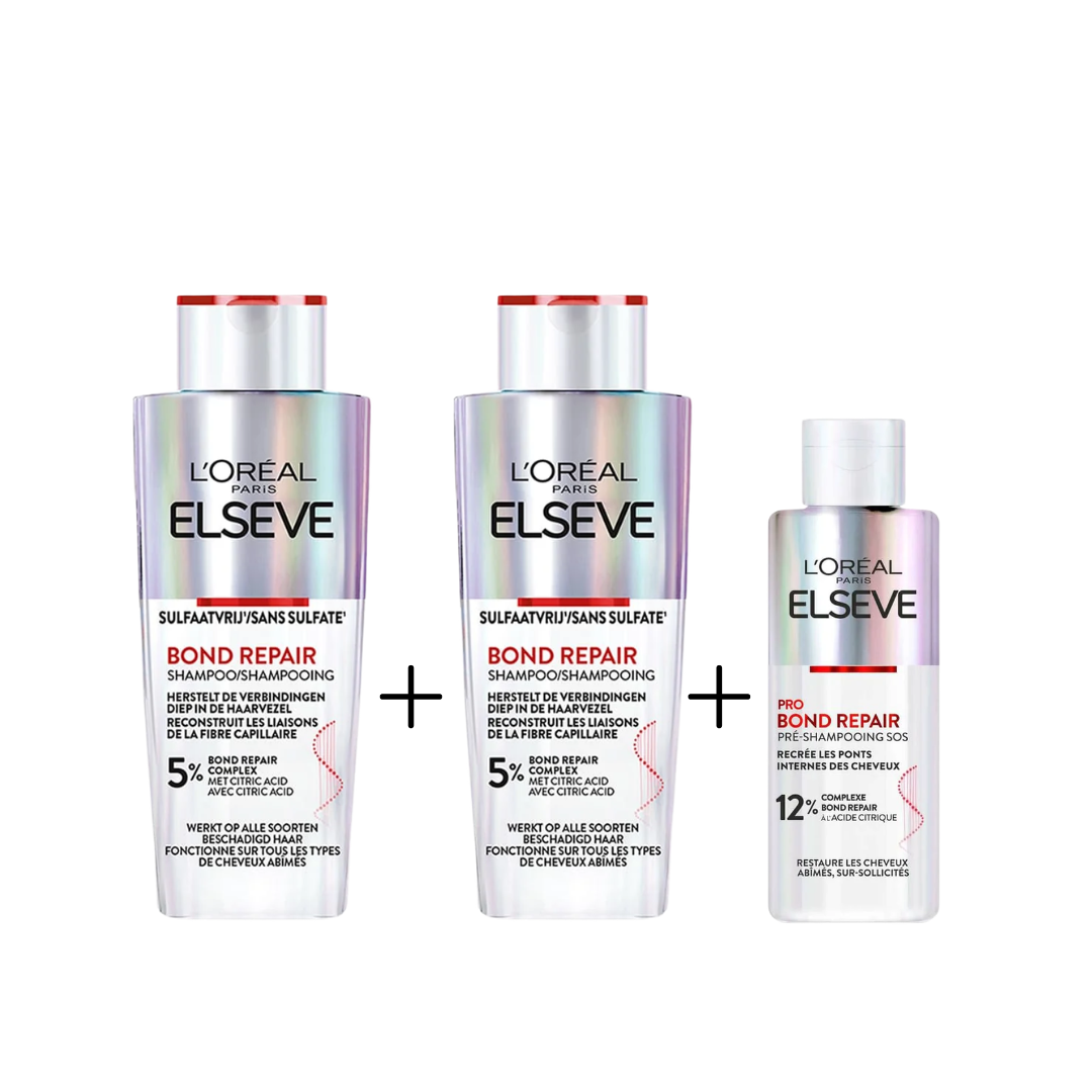 L'Oreal Paris Elseve Routine Bond Repair Shampoing 2x 200ml+Pre-Shampooing 200ml Pack