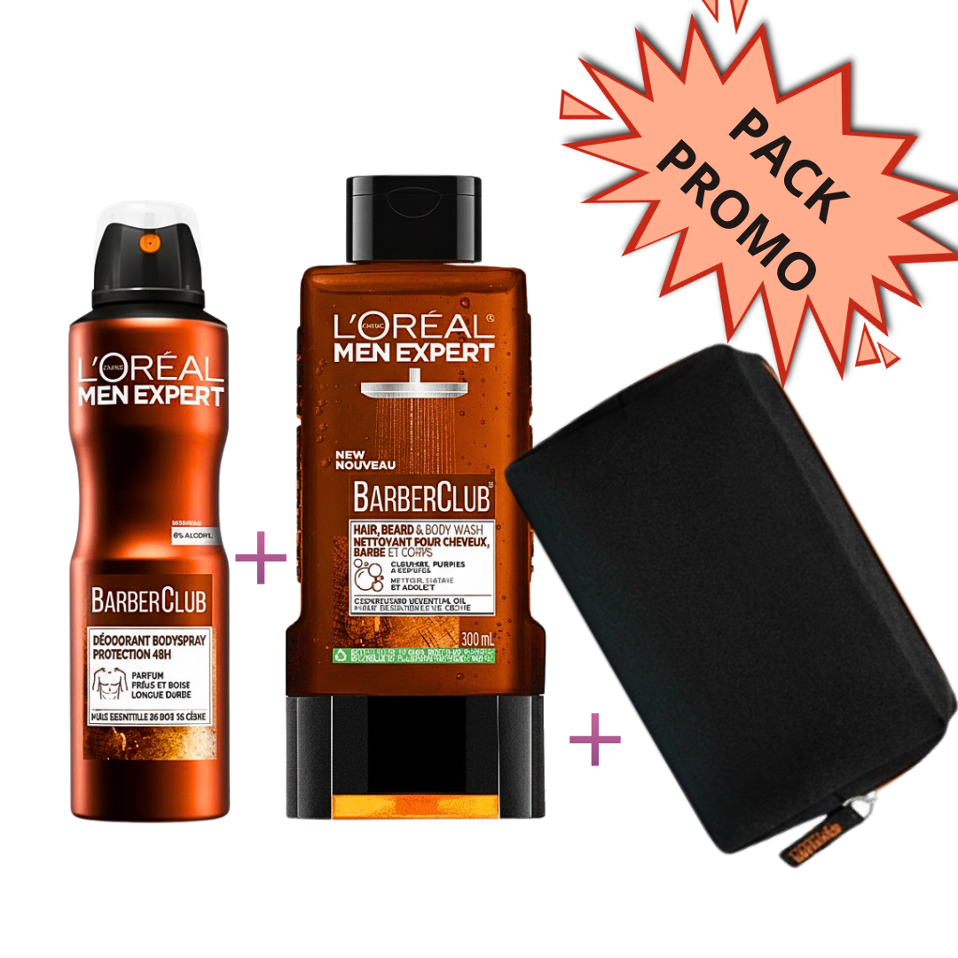 L'Oreal Paris Barber Club Deo Atomisseur Spray+Gel Douche 300ml+Trousse Coffret