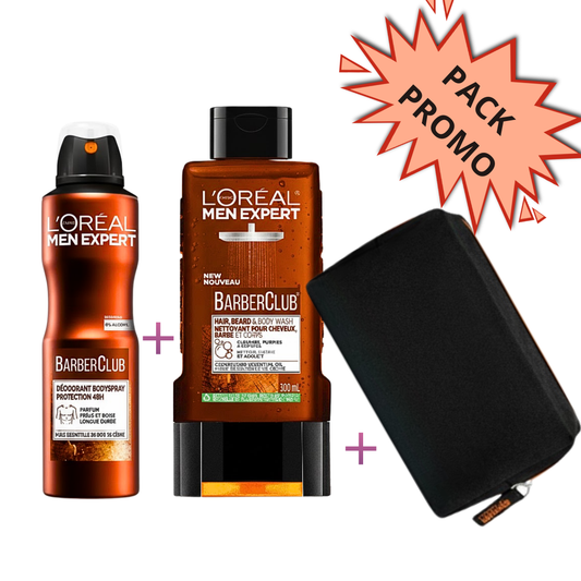L'Oreal Paris Barber Club Deo Atomisseur Spray+Gel Douche 300ml+Trousse Coffret