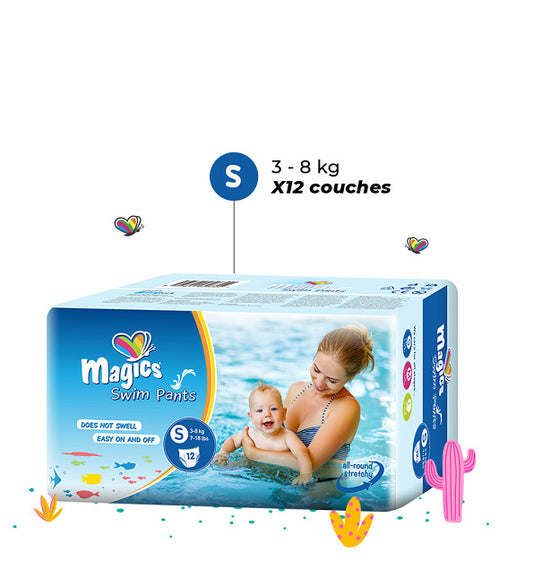 Magics Culottes de bain - Taille S (3-8kg) - Sachet de12 Pièces