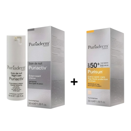 Puriaderm Puriactiv Soin Nuit + Ecran Teinte Claire Spf50+ Pack