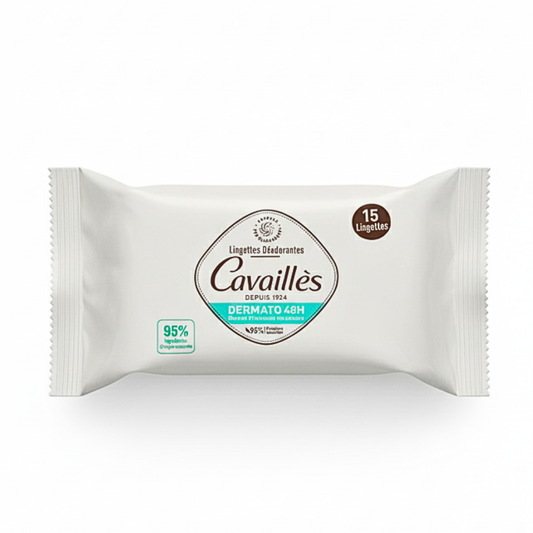 Roge Cavailles Lingettes Deodorant dermato 48h 15UN