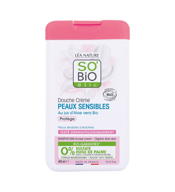 SO BIO DOUCHE CREME PEAUX SENSIBLES AU JUST D'ALOE VERA 450ML