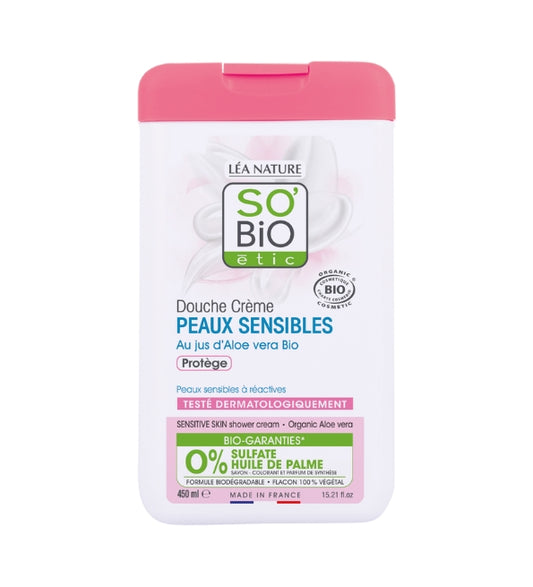 SO BIO DOUCHE CREME PEAUX SENSIBLES AU JUST D'ALOE VERA 450ML