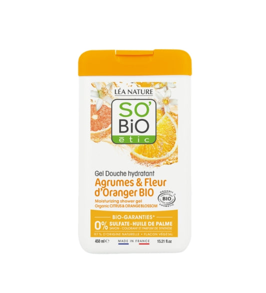 SO BIO GEL DOUCHE AGRUMES FLEURS D'ORANGER 450ML