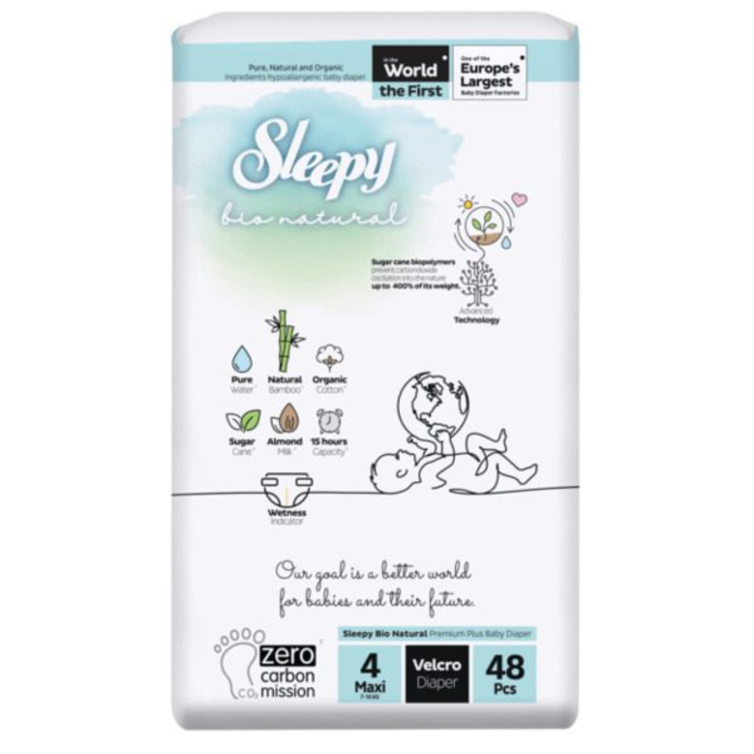 Sleepy Bio Natural Couches Taille 4 Maxi 7-14kg/48 Pieces