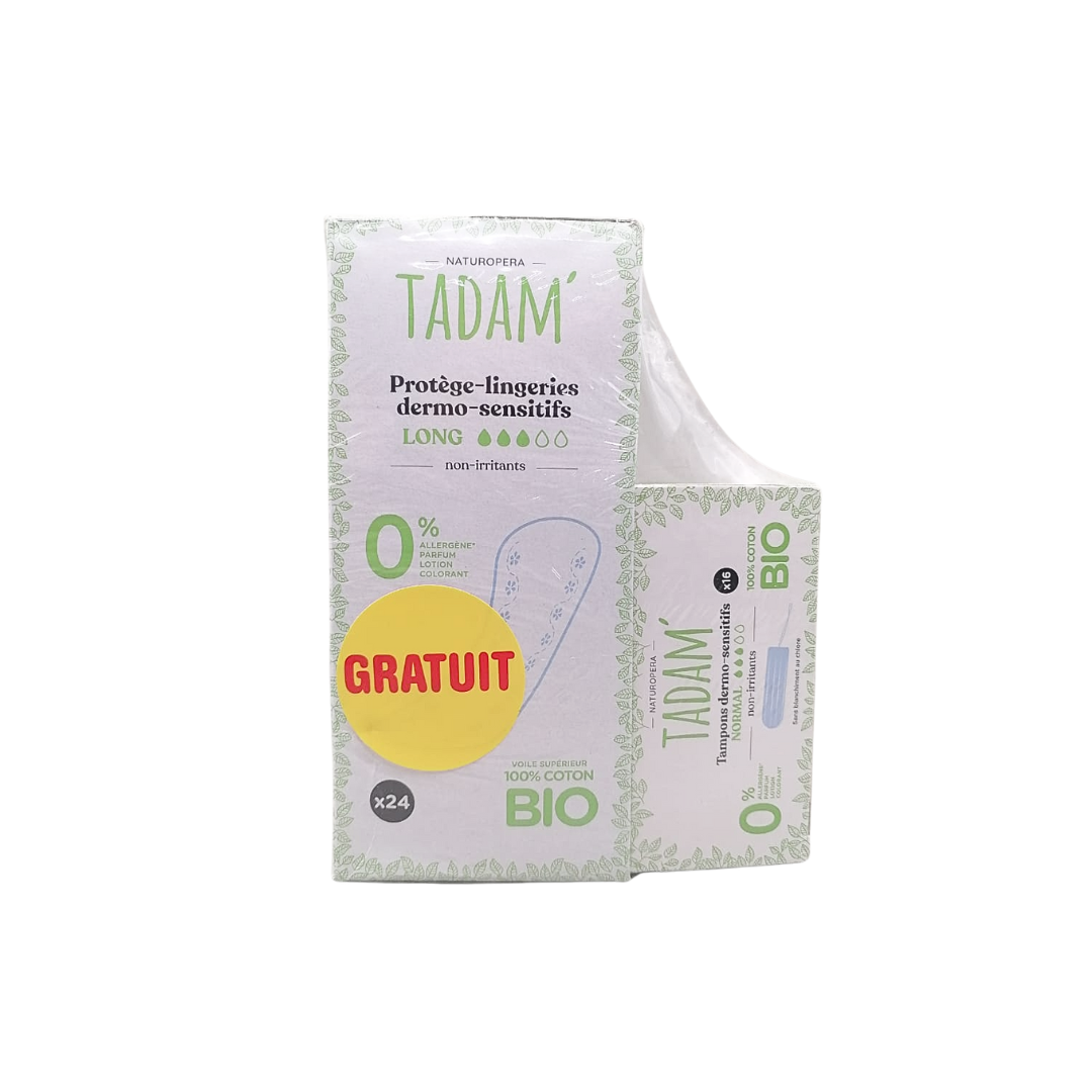 Tadam 2 Tampons Normal 16 Pieces + Protege Long 24 Pieces Pack
