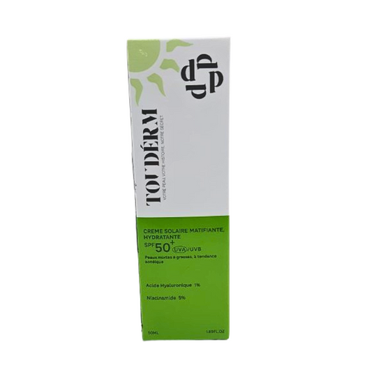 Touderm Creme Solaire Matifiante Hydratante spf50+ Peaux Mixtes A Grasses 50ml