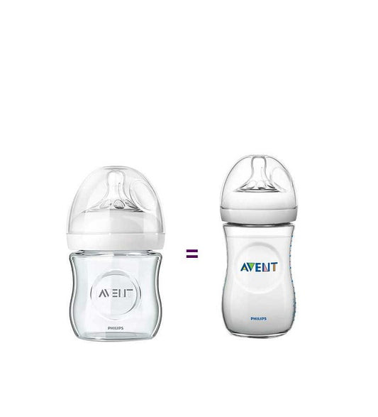 AVENT BIBERON NATURAL VERRE 120 ML SCF051/17 + AVENT BIBERON NATURAL 260ML SCF070/24 DECORE OFFERT
