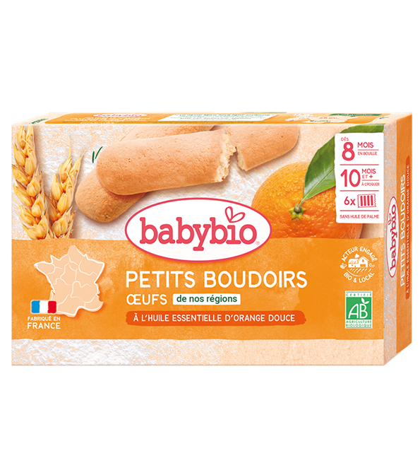 BABYBIO Petits Boudoirs à l'huile Essentielle d'orange Douce 120G
